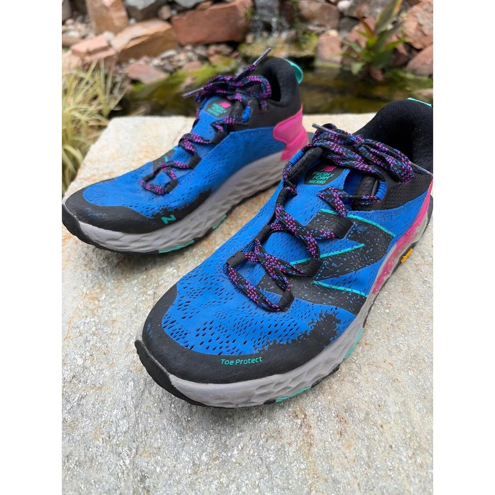New Balance Fresh Foam Hierro v5 Trail Running Shoes Blue Pink  Womens 10